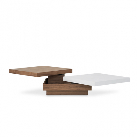 Camere de zi - Masă de cafea albă cu detalii din lemn maro „Nordic Charm”