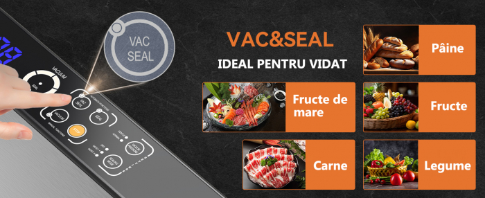 Aparat de vidat si sigilat Mapajoy TMP130 PRO, 6 Functii de vidare umeda/uscata si alimente sensibile, 30 cm bara de lipire, Pungi incluse, 1 Rola 28 x 300 cm inclusa, Functie Pulse, Cutter Incorporat [6]