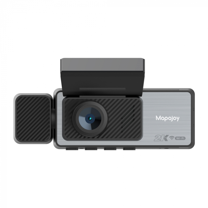 Camera Auto De Bord Tripla Mapajoy DRIVE-SAFE, 2K Full HD, GPS inclus, Wi-Fi, Unghi vizual larg 170°, Vedere nocturna, Inregistrare in bucla, Senzor-G coliziune, Camera marsarier,  Card SD 32GB cadou [2]