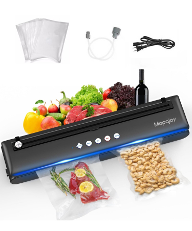 Aparate de vidat alimente - Aparat de vidat si sigilat Mapajoy ProVac, Functii de Vidare Automata si Vidare Manuala, Vidare umeda/uscata si alimente sensibile, 10 Pungi 20x30 cm incluse, Cutter Incorporat, Furtun vidare sticle s
