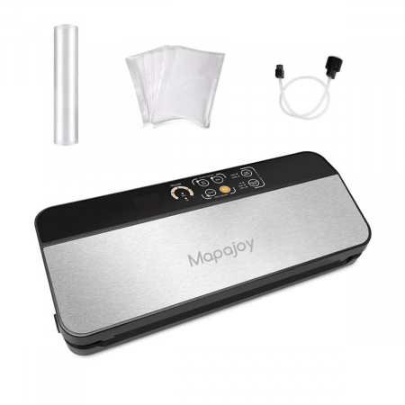 Aparat de vidat si sigilat Mapajoy TMP130 PRO, 6 Functii de vidare umeda/uscata si alimente sensibile, 30 cm bara de lipire, Pungi incluse, 1 Rola 28 x 300 cm inclusa, Functie Pulse, Cutter Incorporat [0]