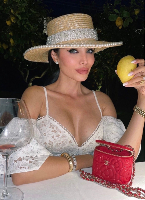Palarie de Soare Handmade din paie cu Perle Luxury si bentita cu perle [3]