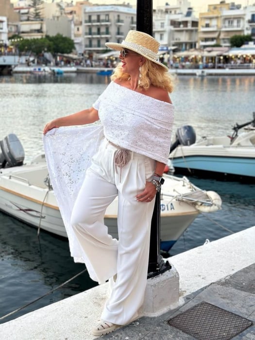 Palarie de Soare Handmade din paie cu Perle pe bor si bentita cu perle [33]