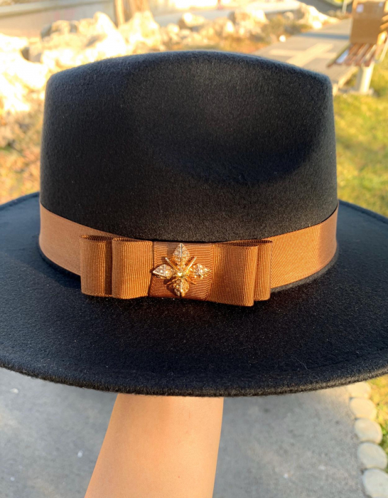 Palarie Neagra Handmade cu bentita detasabila la alegere [4]