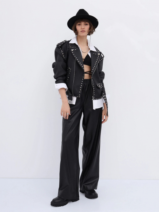 Palarie Neagra Handmade cu bentita si lant detasabil [19]
