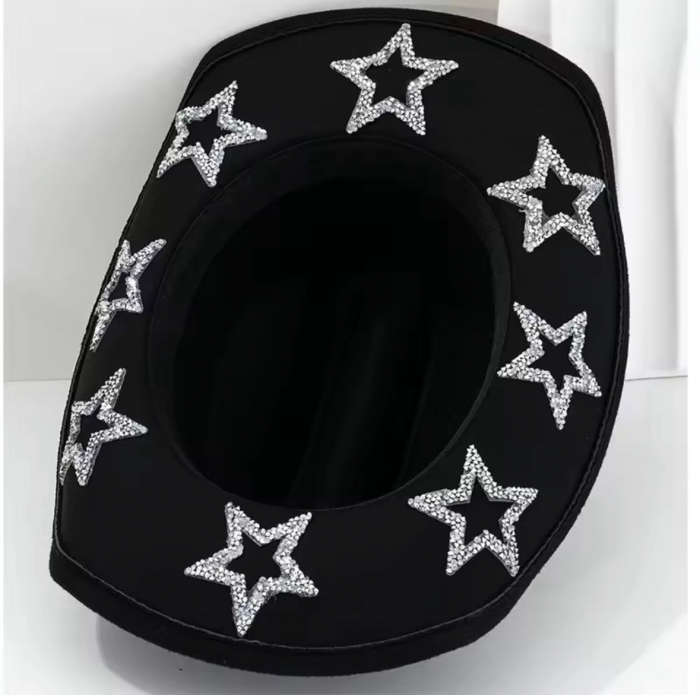 Palarie Neagra Handmade cu Stele argintii si bentita detasabila [4]