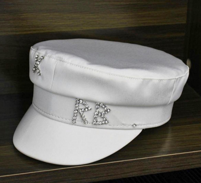 Sapca Alba Handmade din satin cu cristale [14]