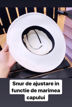 Palarie Bej Unisex Handmade cu bentita detasabila din piele maro [22]