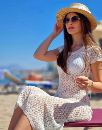 Canotiera de Soare Handmade din paie si bentita detasabila cu Perle [16]