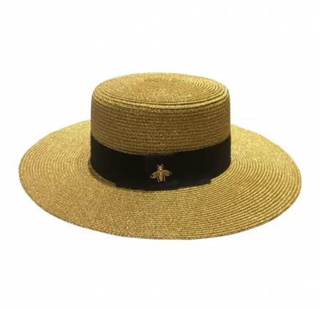 Palarii de plaja - Canotiera Handmade aurie cu bentita neagra si accesoriu la alegere