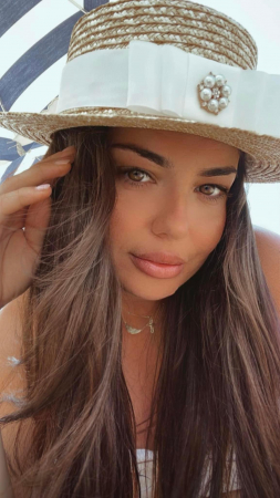 Canotiera Handmade din paie cu bentita si voaleta cu Stele Albe [6]