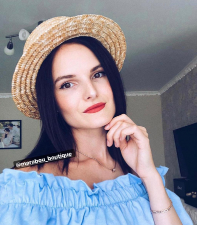 Canotiera Handmade din paie cu bentita si voaleta cu Stele Albe [1]