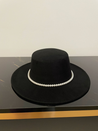 Palarii Dama - Canotiera Neagra Handmade cu sireag de perle detasabil