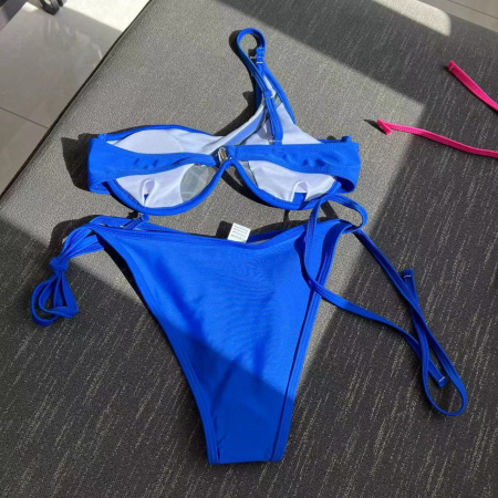 Costum de baie in doua piese albastru - transparent [2]