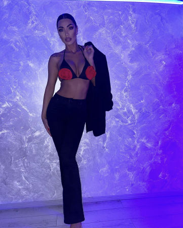 Costum de baie in doua piese Negru cu flori [17]