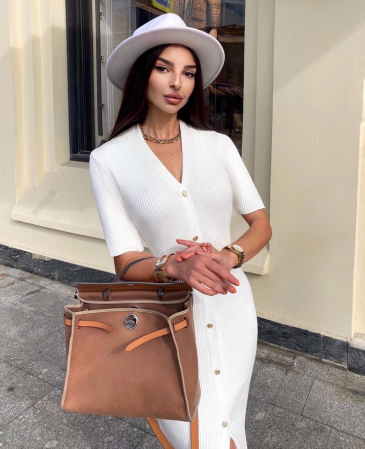 Palarie Alba Handmade cu Lant detasabil cu perle si franjuri [25]