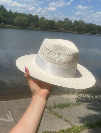 Palarie Handmade Unisex din paie alba [16]