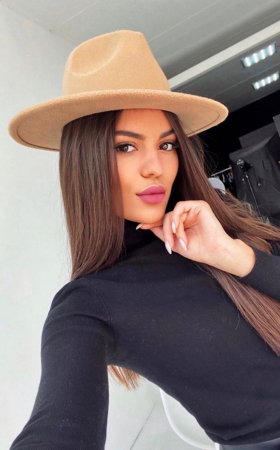 Palarie Bej Handmade cu bentita si accesoriu la alegere [18]