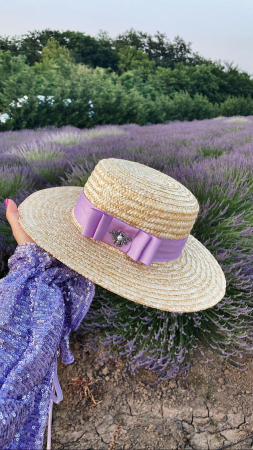 Palarie de Soare Handmade din paie cu Bor Lat si bentita colorata detasabila [2]