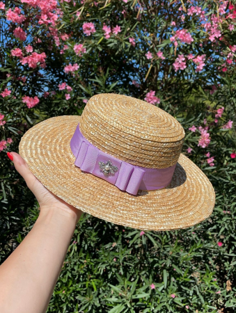 Palarie de Soare Handmade din paie cu Bor Lat si bentita detasabila [21]