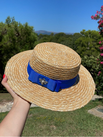 Palarie de Soare Handmade din paie cu Bor Lat si bentita detasabila la alegere [18]