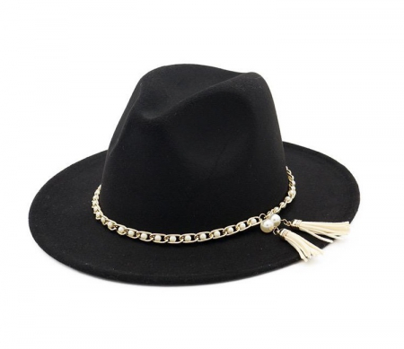 Palarii Dama - Palarie Neagra Handmade cu bentita detasabila si accesoriu la alegere
