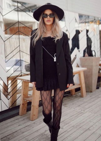 Palarie Neagra Handmade cu bentita si lant si accesoriu la alegere [12]