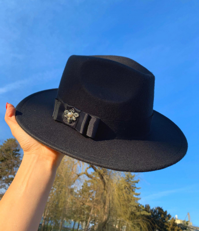 Palarie Neagra Unisex Handmade cu bentita detasabila la alegere [3]