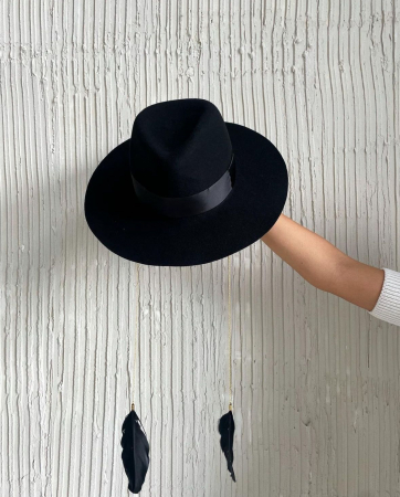 Palarie Neagra Unisex Handmade cu bentita detasabila la alegere [38]