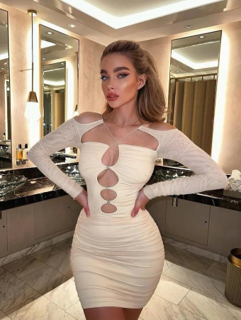 Rochie crem cu cristale [1]