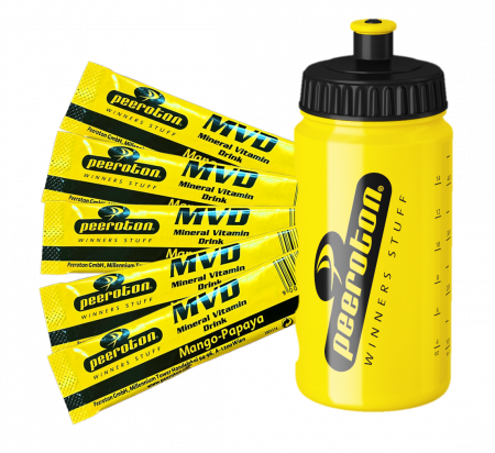 HIDRATARE - Bidon profesional 500 ml + MVD Mineral Vitamin Drink - băutură hipotonică rehidratantă - 5 stick-uri diverse arome gratuit