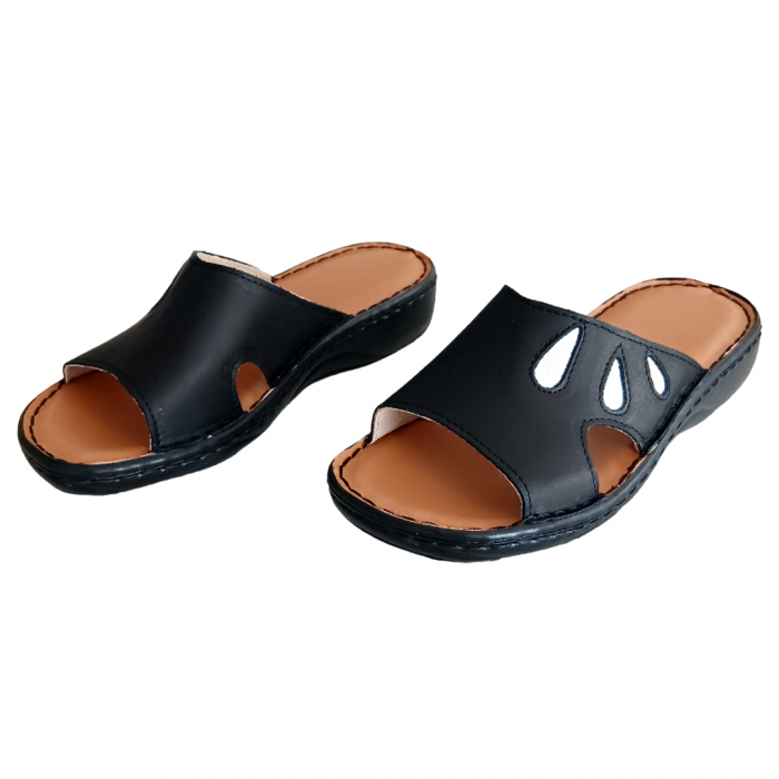 Papuci femei piele naturala 451 negru [3]