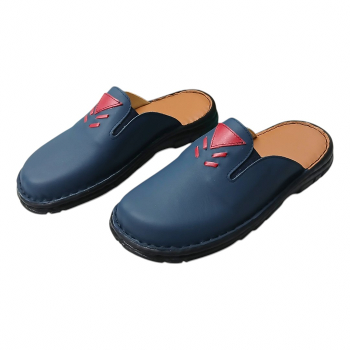 Saboti barbati piele naturala 8008 albastru [3]