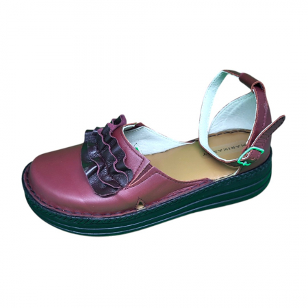 Pantofi dama din piele naturala - Sandale femei piele naturala Fanny duo bordo