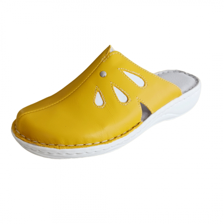 Saboti  Dama din piele - Saboti dama piele naturala 7130-galben