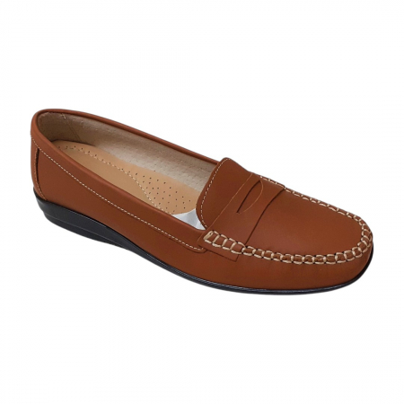 Pantofi dama din piele naturala - Mocasini dama piele naturala camel