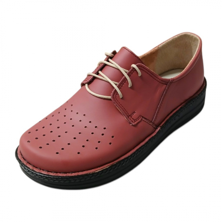 Pantofi dama din piele naturala - Pantofi femei piele perforata 9100 plamaniau