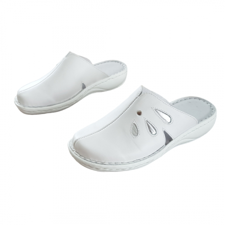 Saboti  Dama din piele - Saboti dama piele naturala 7130-alb