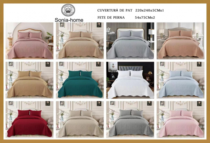 Cuvertura Pat gri inchis cu model matlasat tip "Jacquard" [2]