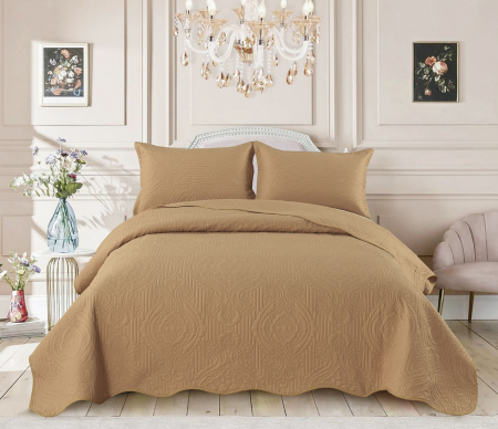Cuverturi Pat - Cuvertura Pat Mocha cu model matlasat tip "Jacquard"