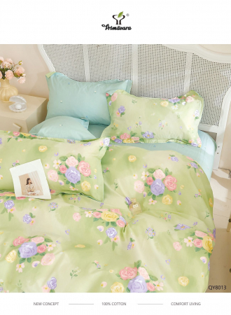 Lenjerii 100% bumbac - 4 piese - Lenjerie Bumbac 100% cu elastic, 4 piese,  nuante de verde, imprimeu floral