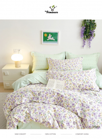 Lenjerii 100% bumbac - 4 piese - Lenjerie Bumbac 100% cu elastic, 4 piese, verde menta-alb, imprimeu floral