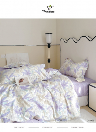 Lenjerii 100% bumbac - 4 piese - Lenjerie Bumbac 100% cu elastic, 4 piese, mov, imprimeu floral