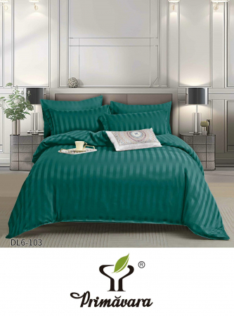 Lenjerie Damasc, 6 piese - Lenjerie Damasc cu elastic, 6 piese, Verde Smarald