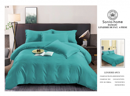 Lenjerie Damasc Gros, 6 piese, verde smarald [2]