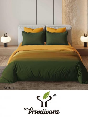 Lenjerii de pat cu elastic - Lenjerie de pat bumbac finet 6 piese, cu elastic, verde- portocaliu, degrade