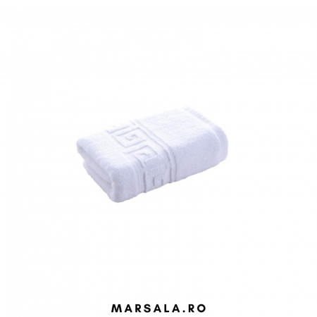 Prosoape bumbac 50/90cm - pentru fata - Prosop bumbac 50 90 cm pentru fata ,alb cu bordura model grecesc