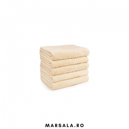 Prosop bumbac 50 90 cm pentru fata ,crem cu bordura model grecesc [1]