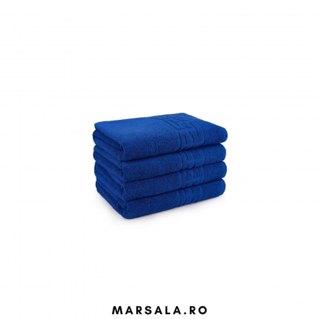 Prosop bumbac 50 90 cm pentru fata ,albastru cu bordura model grecesc [1]