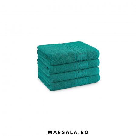 Prosop bumbac 50 90 cm pentru fata , verde smarald, cu bordura model grecesc [1]